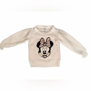 Disney baby Cream Knit Sweater with Leopard Bow Minnie Mouse